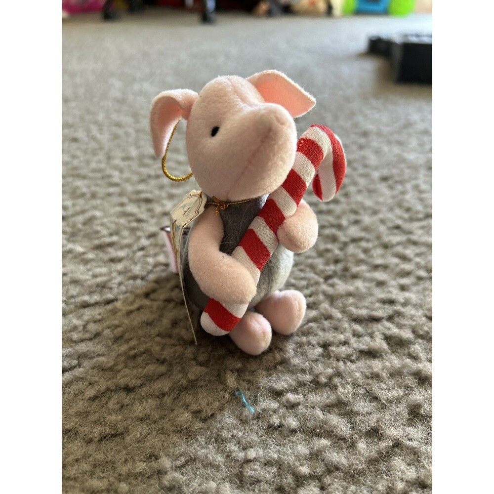 Piglet Candy Cane Gund Classic Pooh Christmas Stuffed Plush Ornament Rare